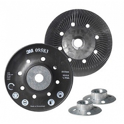 3M Ribbed Backing Pad for Fibre Discs, Black 115 mm M14