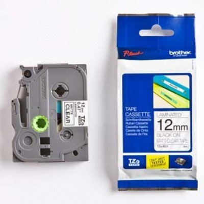 Brother TZ-M31, 12mm x 8m, black matt text/transparent tape, original tape