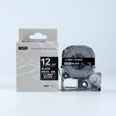Epson LTS12KW, 12mm x 5m, black text / white tape, compatible tape