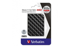 Verbatim 53236 Store N Go Mini, External SSD drive, 512GB, USB-A/Micro-B, connector USB-A to USB-C, black