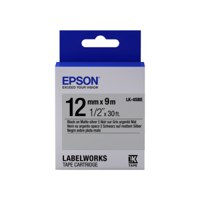 Epson LabelWorks LK-4SBE C53S654017 12mm x 9m, black text / matt silver tape, matt, original tape