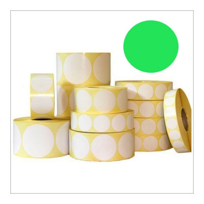 Self-adhesive labels rounded 35 mm, 1000 pcs, light green paper for TTR, roll