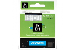 Dymo D1 45020, S0720600, 12mm x 7m white text / clear tape, original tape