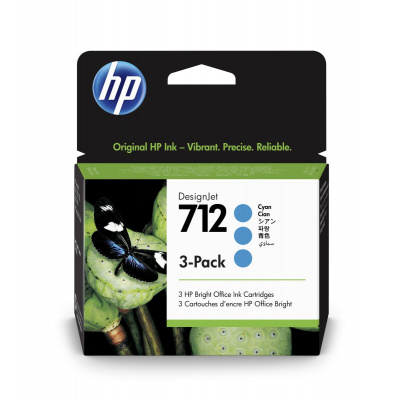 HP 712 3ED77A cyan 3pcs original ink cartridge