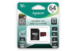 Apacer memory card Secure Digital Card V10, 64GB, micro SDXC, AP64GMCSX10U5-R, UHS-I U1 (Class 10), with adapter