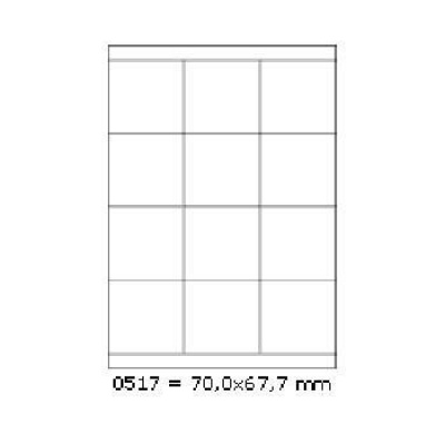 Self-adhesive labels 70 x 67,7 mm, 12 labels, A4, 100 sheets