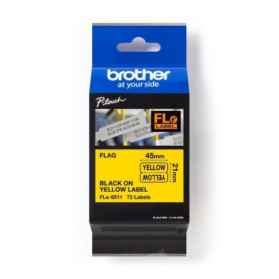 Brother FLE-6511 Pro Tape, 21mm x 45mm, black text/yellow tape, 72pcs, original tape