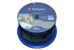 VERBATIM BD-R SL Datalife (50-pack)Blu-Ray/Spindle/6x/25GB WHITE BLUE SURFACE
