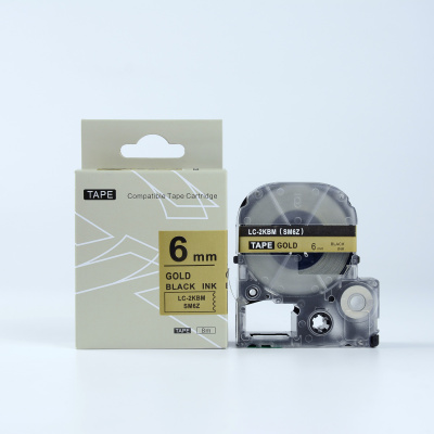 Epson LK-2KBM, SM6ZW, 6mm x 9m, black text / gold tape, compatible tape