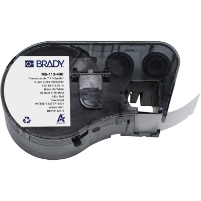 Brady M5-113-490 / 170890, 38.10 mm, Polyester, black text / white tape
