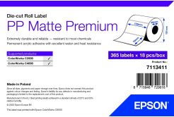 Epson 7113411 PP Matte, for ColorWorks, 102x76mm, 365pcs, polypropylene, white self-adhesive labels