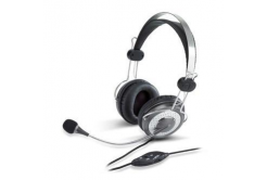 Genius HS-04SU, headphones with microphone, volume control, black-silver, 3.5 mm jack