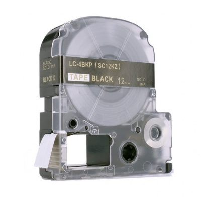 Epson LK-4BKP, SC12KZ, C53S654407, 12mm x 9m, gold text / black tape, compatible tape