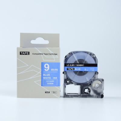 Epson LK-3LWV, SD9BW, 9mm x 9m, white text / blue tape, compatible tape