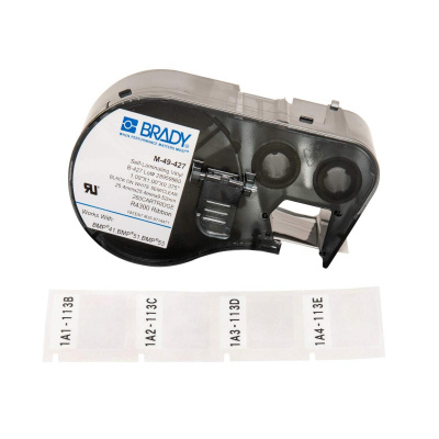 Brady M4-135-427-AW / 170748, 6.35 mm x 27.94 mm, Vinyl, black text / white tape