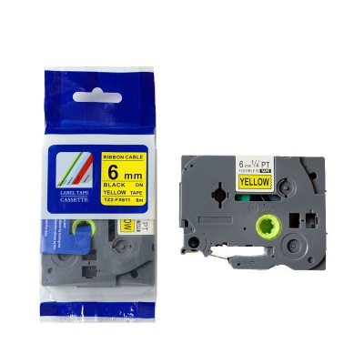 Compatible tape Brother TZ-FX611/TZe-FX611, 6mm x 8m, flexi, black text / yellow tape