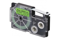 Casio XR-9FGN , 9mm x 8m, black text / signal green tape, compatible tape