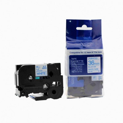 Compatible tape Brother TZ-263 / TZe-263, 36mm x 8m, blue text / white tape