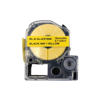 Epson LK-5YBW, C53S655010, 18mm x 9m, černý tisk / žlutý podklad, strong, kompatibilní páska