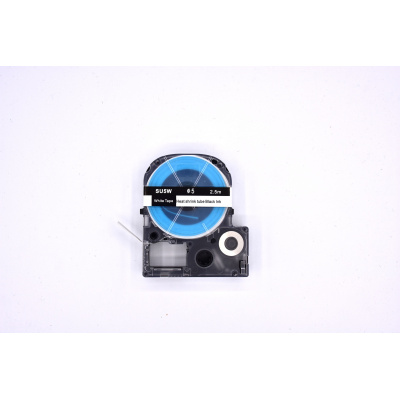 Epson LK-4WBA5 / SU5W, 5mm x 2.5m, black print / white background, shrink tube compatible tape