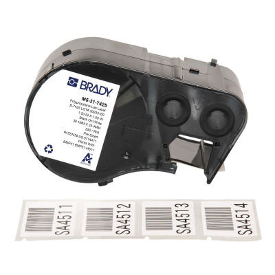 Brady M5-31-7425 / 170846, 38.10 mm, Polypropylene, black text / white tape