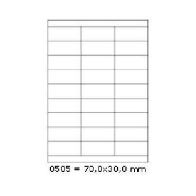 Self-adhesive labels 70 x 30 mm, 27 labels, A4, 100 sheets
