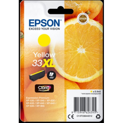 Epson T33644012, T33XL yellow original ink cartridge