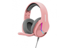 Marvo TACTIC 40, headphones with microphone, wired, pink, 2.0, backlit, USB