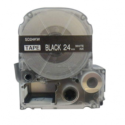 Epson LK-6BWV, SD24KW, 24mm x 9m, white text / black tape, compatible tape