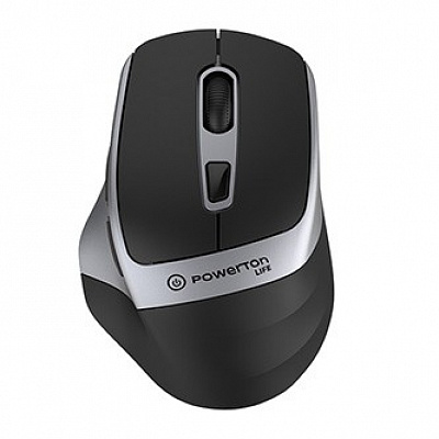 Powerton LIFE FLIXO Wireless Mouse, Black-Silver, 1600 DPI