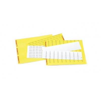Partex labels PF-20018KT49, 9,5 x 17,5 mm, yellow-white, 352 ks, A4 1 sheet