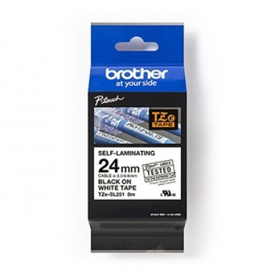 Brother TZ-SL251 / TZe-SL251 Pro Tape, 24mm x 8m, black text / white tape, original tape