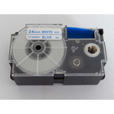 Casio XR-24WEB 24mm x 8m blue / white, compatible tape