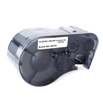 Brady MC-1000-595-WT-BK, self-adhesive vinyl, 25.40 mm x 7.62 m, black text / white tape, compatible tape