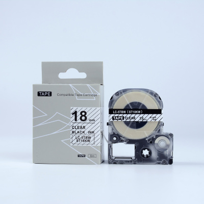 Epson LK-5TBN, ST18KW, C53S655008, 18mm x 9m, black text / clear tape, compatible tape