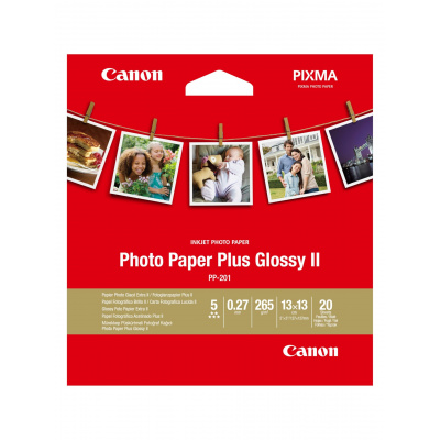 Canon Photo Paper Plus Glossy II 2311B060, 265 g/m2, 5x5", 13x13cm, 20pcs, glossy, white, photo paper