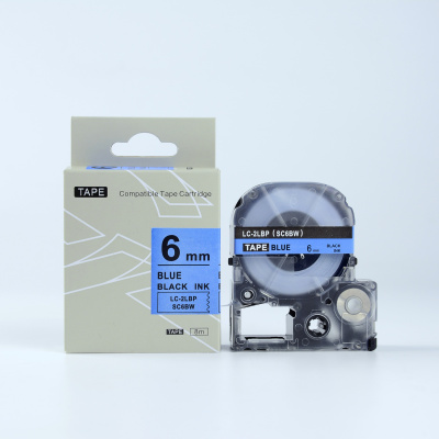 Epson LTS6BW, 6mm x 5m, blue text / white tape, compatible tape
