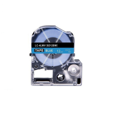 Epson LK-4LWV, SD12BW, 12mm x 9m, white text / blue tape, compatible tape