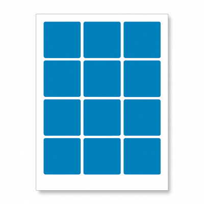 Self-adhesive labels 60 x 60 mm, 12 labels, A4, 20 sheets, blue