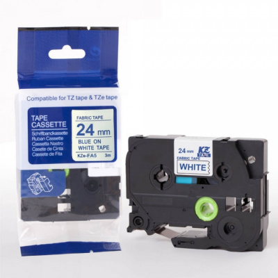 Compatible tape Brother TZe-FA5, 24mm x 3m, blue text / white tape, ironing
