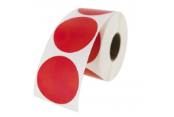 Self-adhesive labels rounded 35 mm, 1000 pcs, red paper for TTR, roll