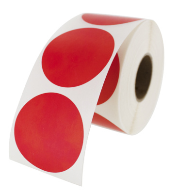 Self-adhesive labels rounded 35 mm, 1000 pcs, red paper for TTR, roll