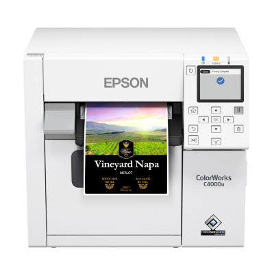 Epson ColorWorks C4000e (bk) C31CK03102BK, color label printer, Gloss Black Ink, cutter, ZPLII, USB, Ethernet