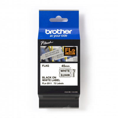 Brother FLE-2511 Pro Tape, 45mm x 10.5mm, black text/white tape, 72pcs, original tape