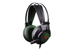 A4Tech Bloody J437, headphones with microphone, volume control, green, 7.1 (virtual), gaming headphones, backlit, USB type