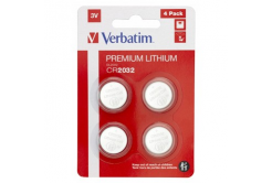 Baterie lithiová, knoflíková, CR2032, 3V, Verbatim, blistr, 4-pack, 49533