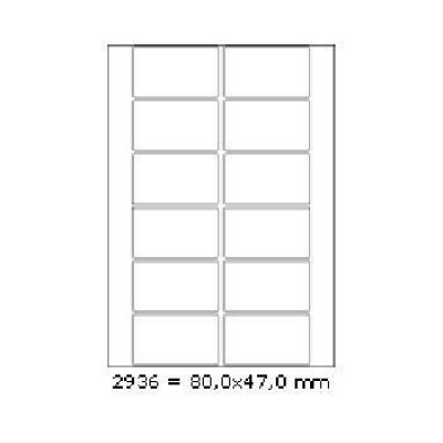 Self-adhesive labels 80 x 47 mm, 12 labels, A4, 100 sheets