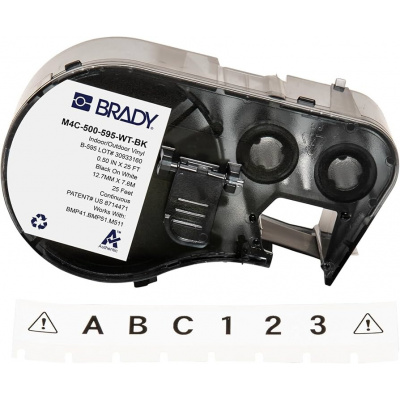 Brady M4C-500-461 / 170765, 12.70 mm x 7.62 m, Polyester, black text / white tape