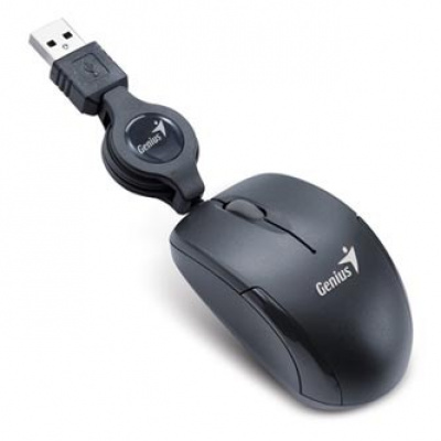 Genius Mouse Micro Traveler V2 31010125105, 1200DPI, optical, 3 buttons, wired USB, black, Micro