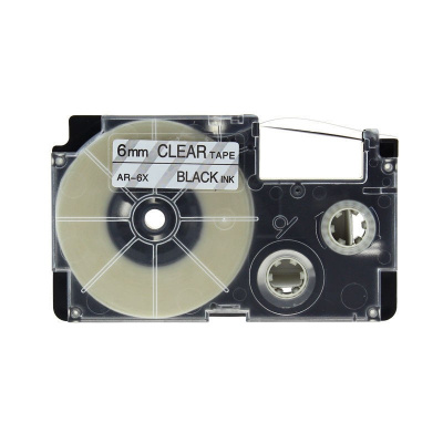 Casio XR-6X1, 6mm x 8m black / clear, compatible tape